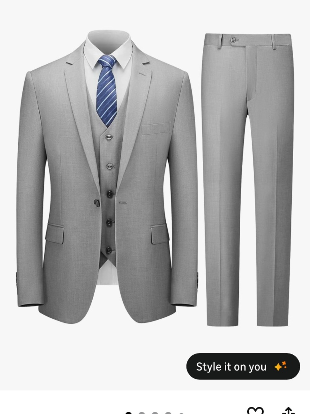 Men's Light Gray Three-Piece Suit - Contemporary Tailored Fit